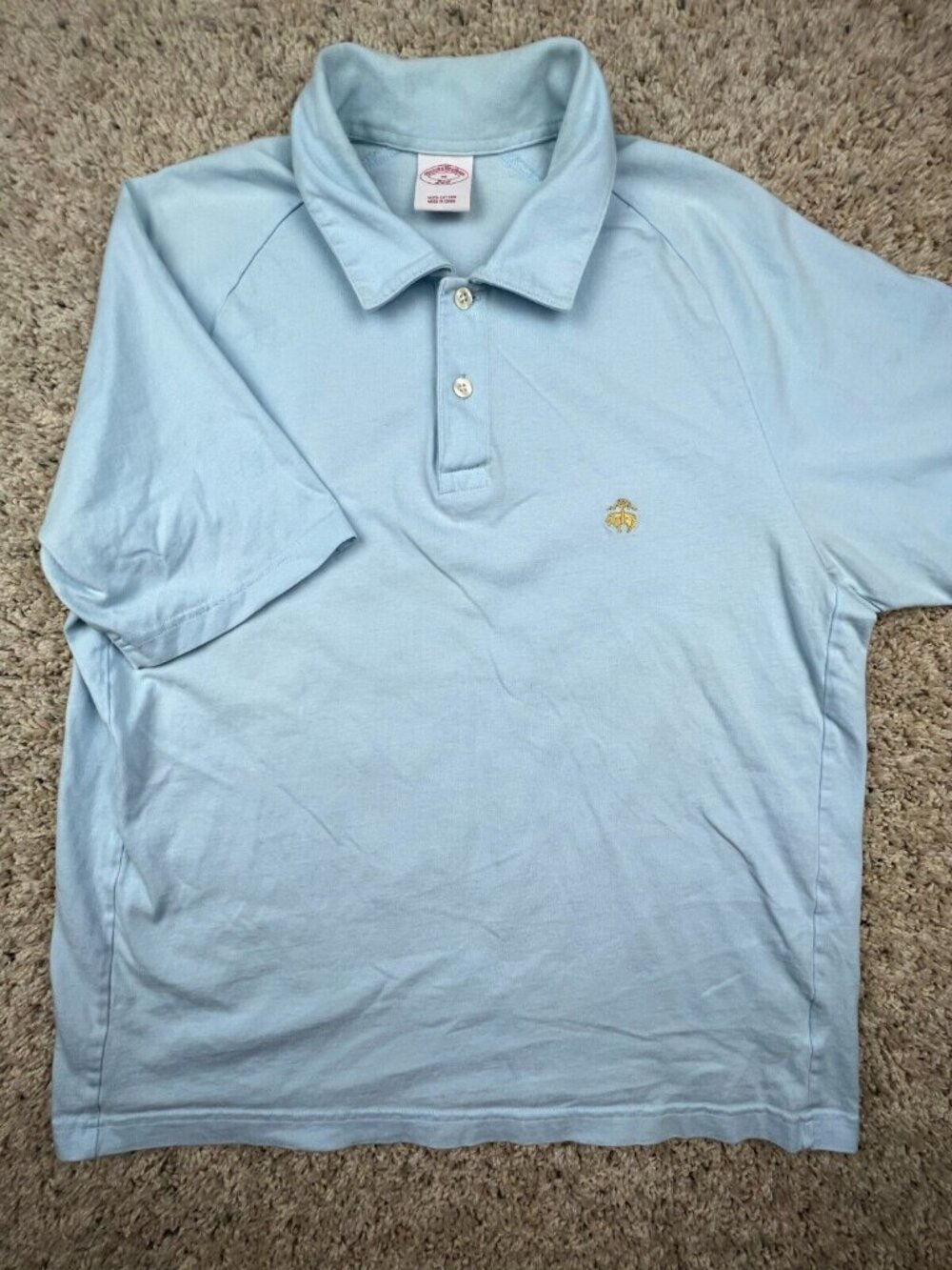Brooks Brothers 346 Polo Shirt Adult Medium Blue Short Sleeve Mens Cotton